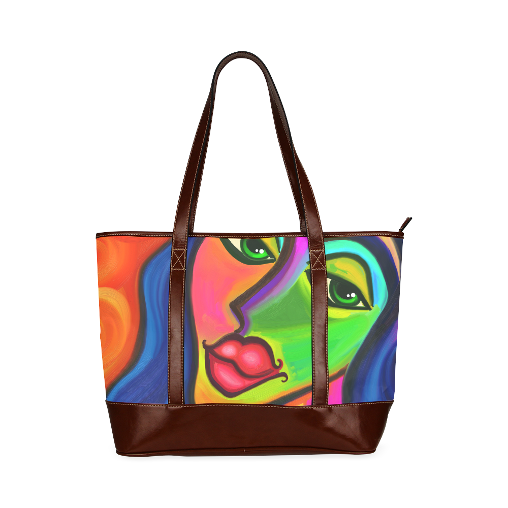 Abstract Fauvist Female Portrait Tote Handbag (Model 1642)