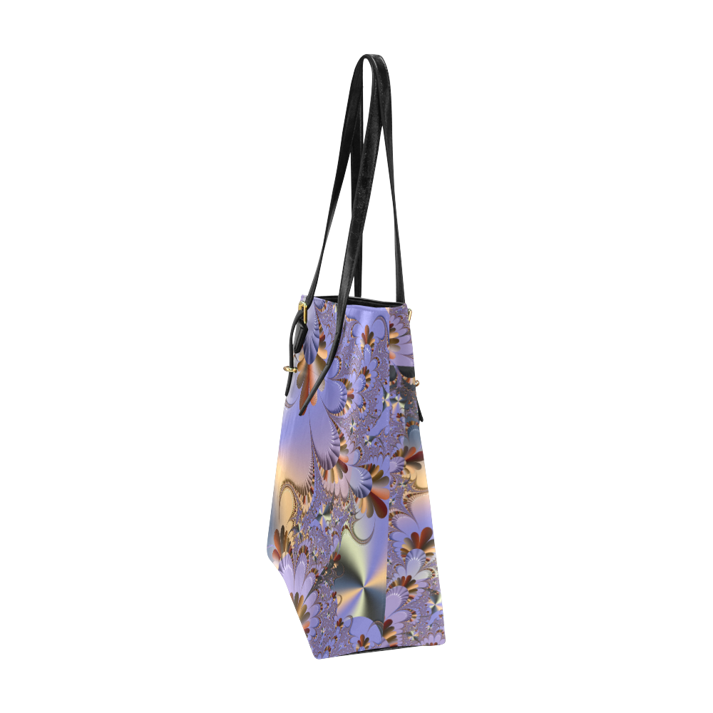 TWIGISLE Fractal flowers and purple metallic shine Euramerican Tote Bag/Small (Model 1655)