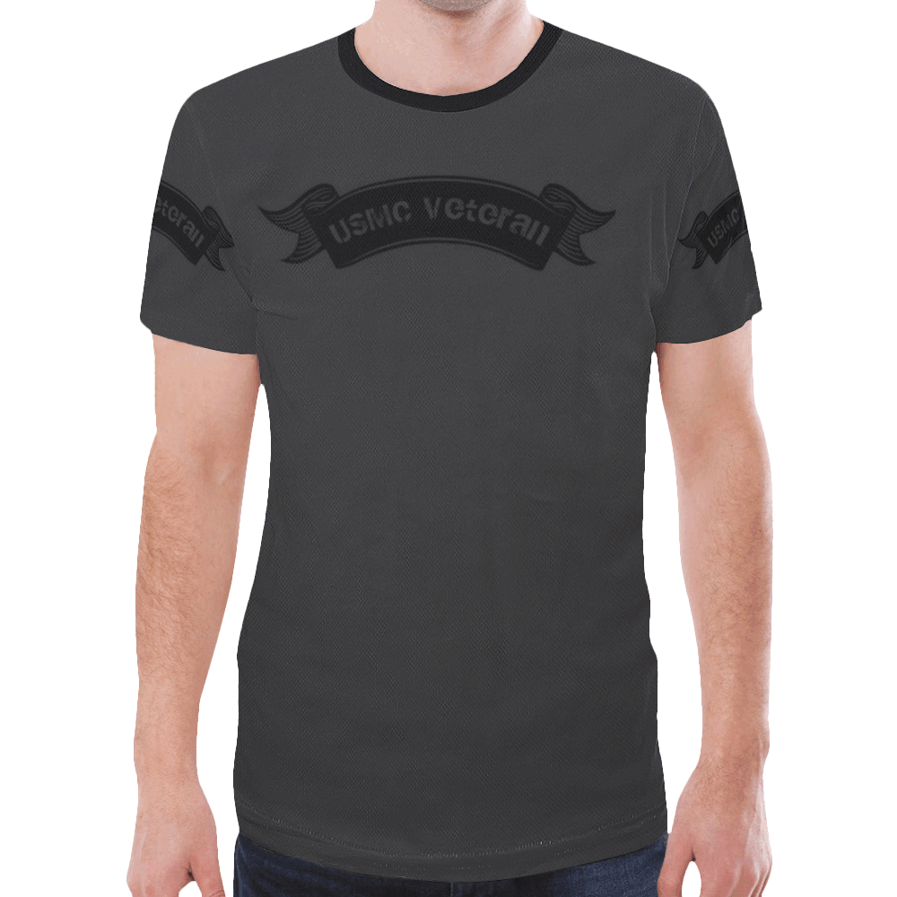 Mens T-Shirt Dark Gray USMC Veteran New All Over Print T-shirt for Men (Model T45)