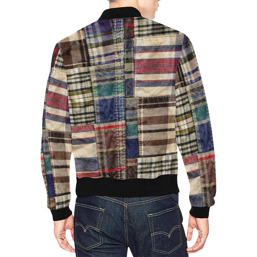 patchwork plaid frankenstein tartan All Over Print Bomber Jacket for Men (Model H19)