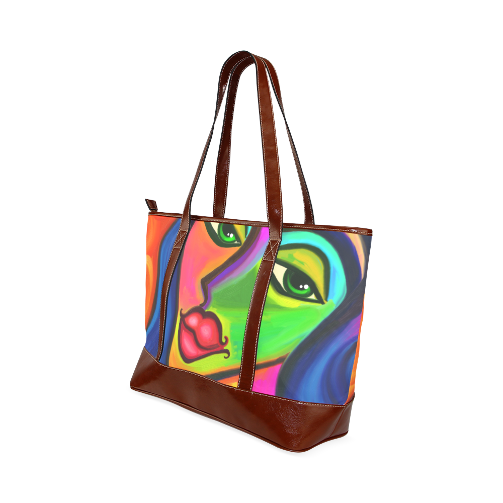 Abstract Fauvist Female Portrait Tote Handbag (Model 1642)