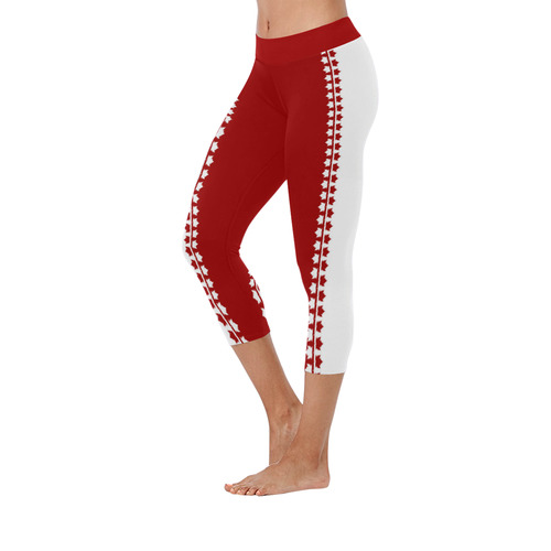 Canada Capri Pants Sporty Women's Low Rise Capri Leggings (Invisible Stitch) (Model L08)
