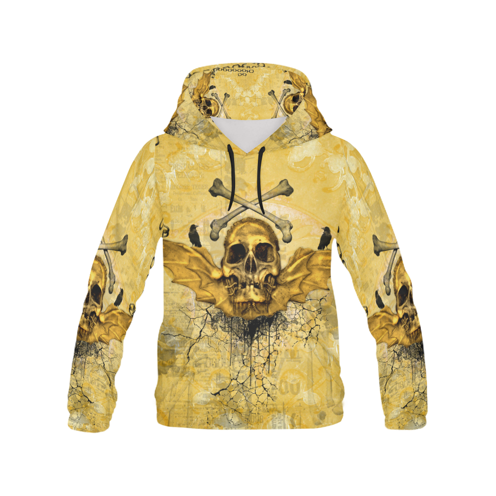 Awesome skull in golden colors All Over Print Hoodie for Men/Large Size (USA Size) (Model H13)