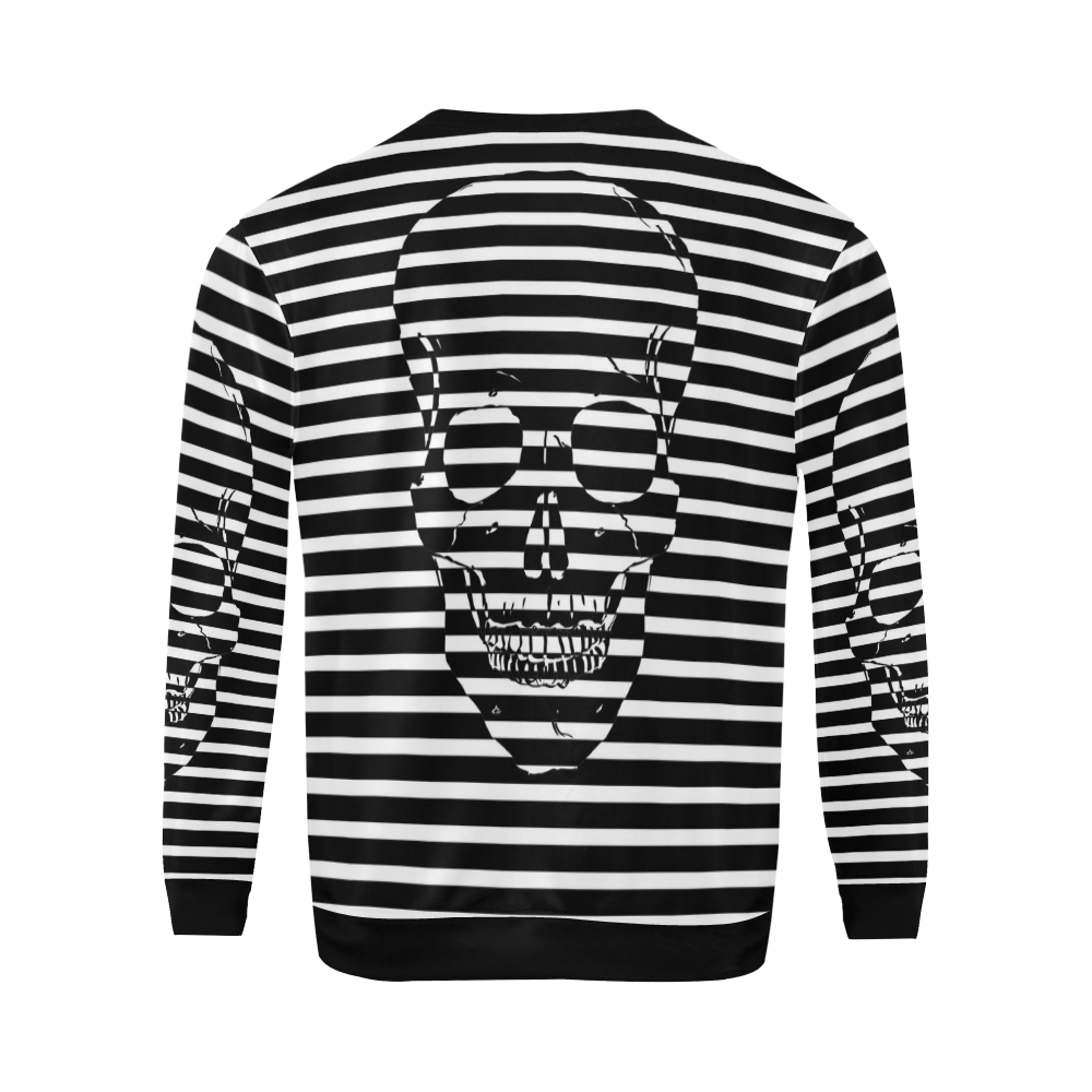 Awesome Skull Black & White All Over Print Crewneck Sweatshirt for Men/Large (Model H18)