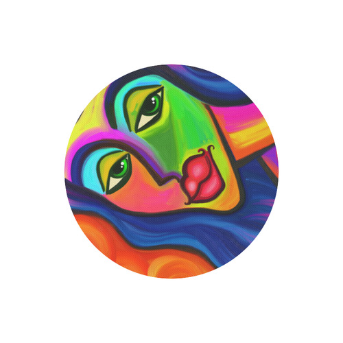 Abstract Fauvist Female Portrait Round Mousepad