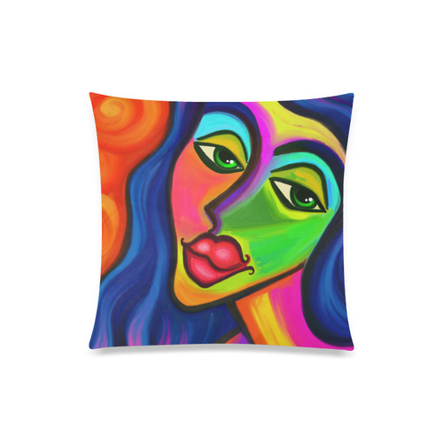 Abstract Fauvist Female Portrait Custom Zippered Pillow Case 20"x20"(Twin Sides)