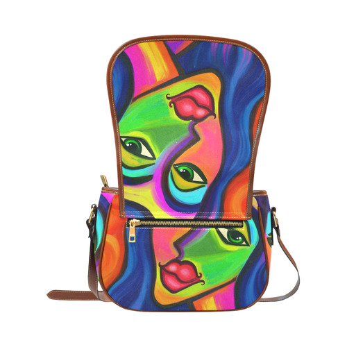 Abstract Fauvist Female Portrait Saddle Bag/Small (Model 1649) Full Customization