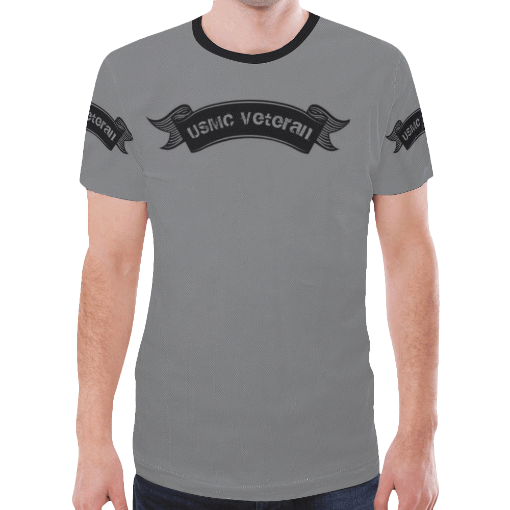 Mens T-Shirt Gray USMC Veteran New All Over Print T-shirt for Men (Model T45)