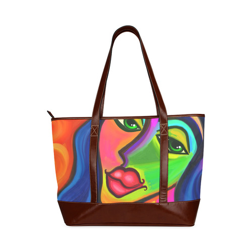 Abstract Fauvist Female Portrait Tote Handbag (Model 1642)