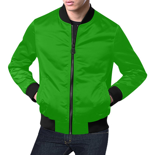 basic bright grass green All Over Print Bomber Jacket for Men (Model H19)
