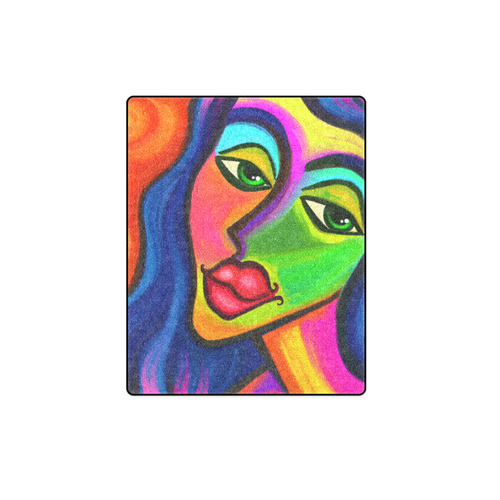 Abstract Fauvist Female Portrait Blanket 40"x50"