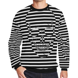 Awesome Skull Black & White Men's Oversized Fleece Crew Sweatshirt/Large Size(Model H18)