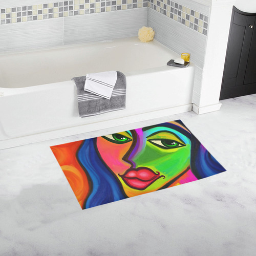 Abstract Fauvist Female Portrait Bath Rug 16''x 28''