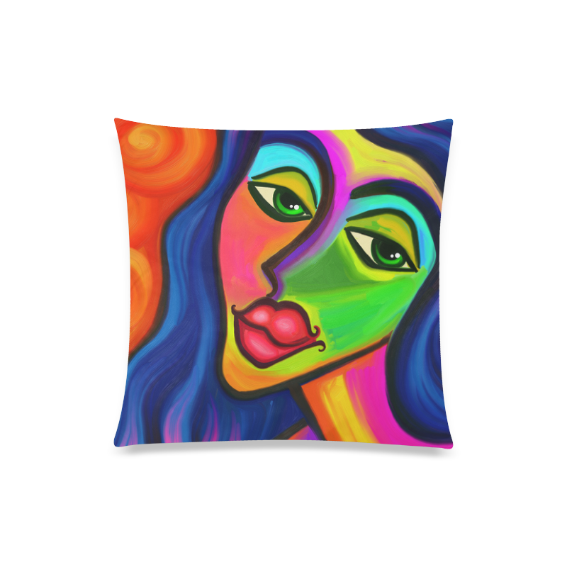 Abstract Fauvist Female Portrait Custom Zippered Pillow Case 20"x20"(One Side)