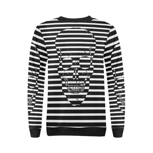 Awesome Skull Black & White All Over Print Crewneck Sweatshirt for Women (Model H18)