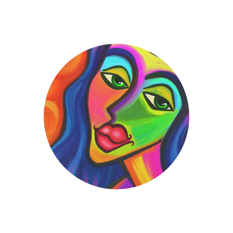 Abstract Fauvist Female Portrait Round Mousepad