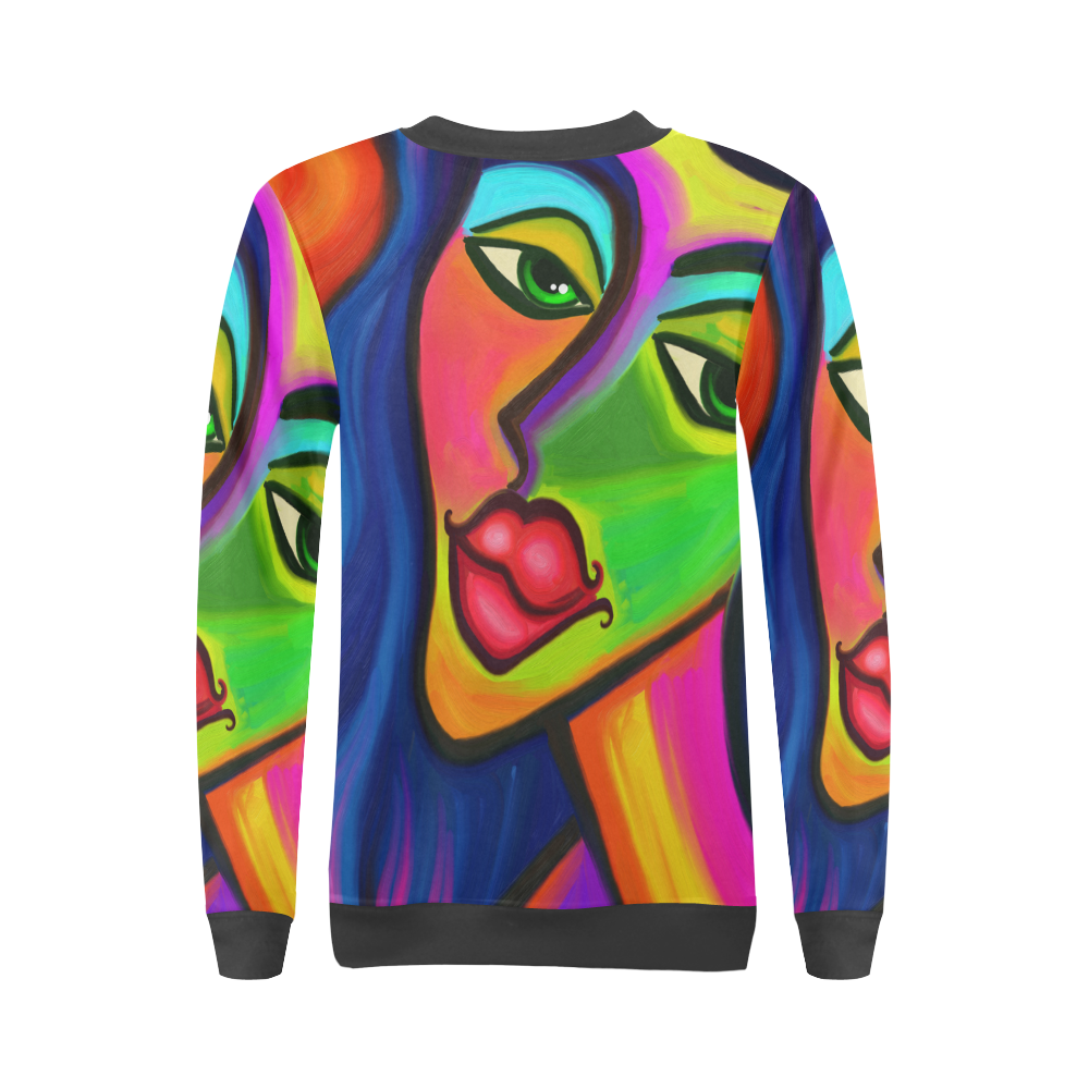 Abstract Fauvist Female Portrait All Over Print Crewneck Sweatshirt for Women (Model H18)