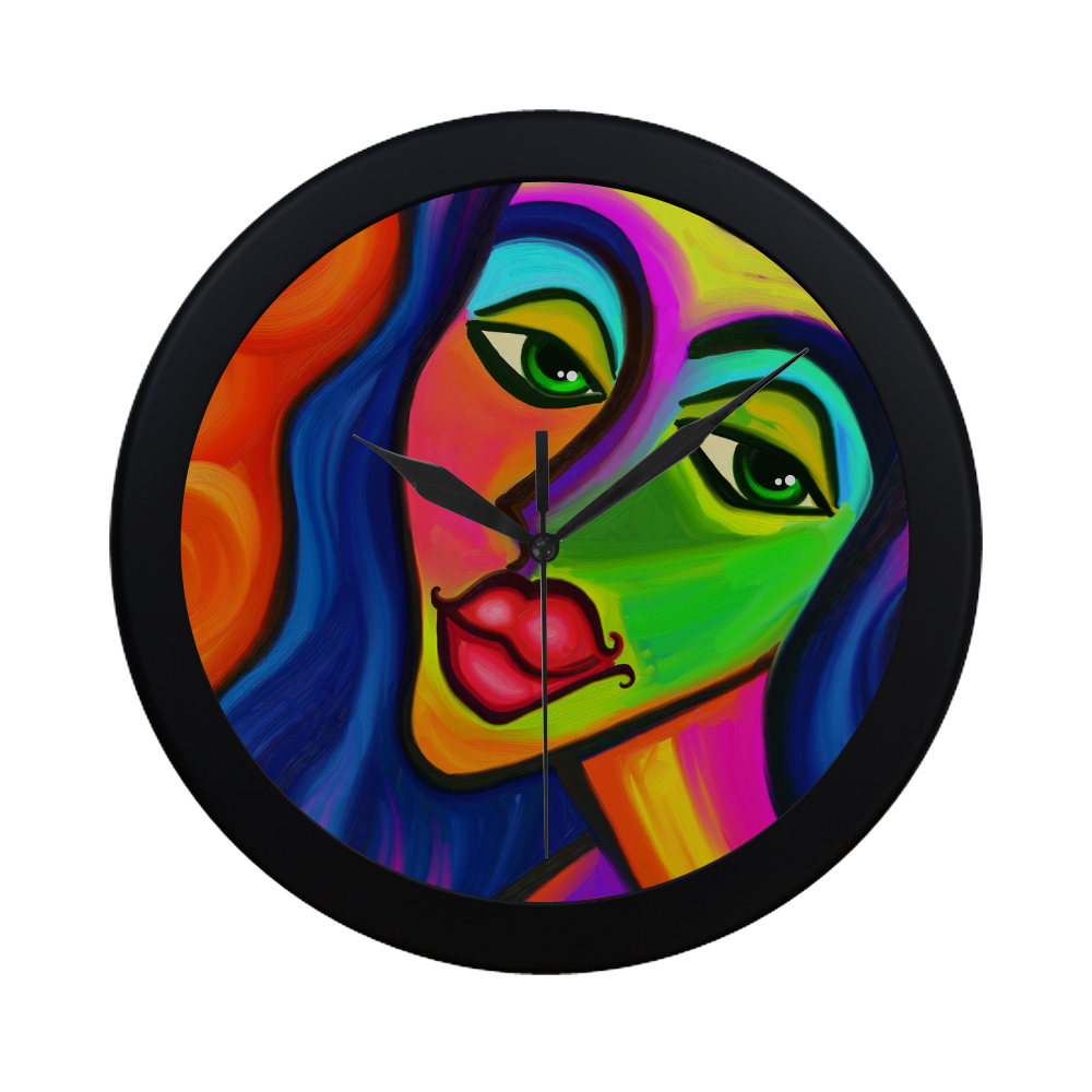 Abstract Fauvist Female Portrait Circular Plastic Wall clock