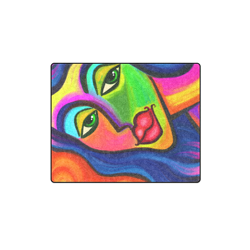 Abstract Fauvist Female Portrait Blanket 40"x50"