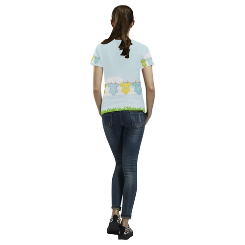 Womens T-Shirt Baby Blue All Over Print T-Shirt for Women (USA Size) (Model T40)
