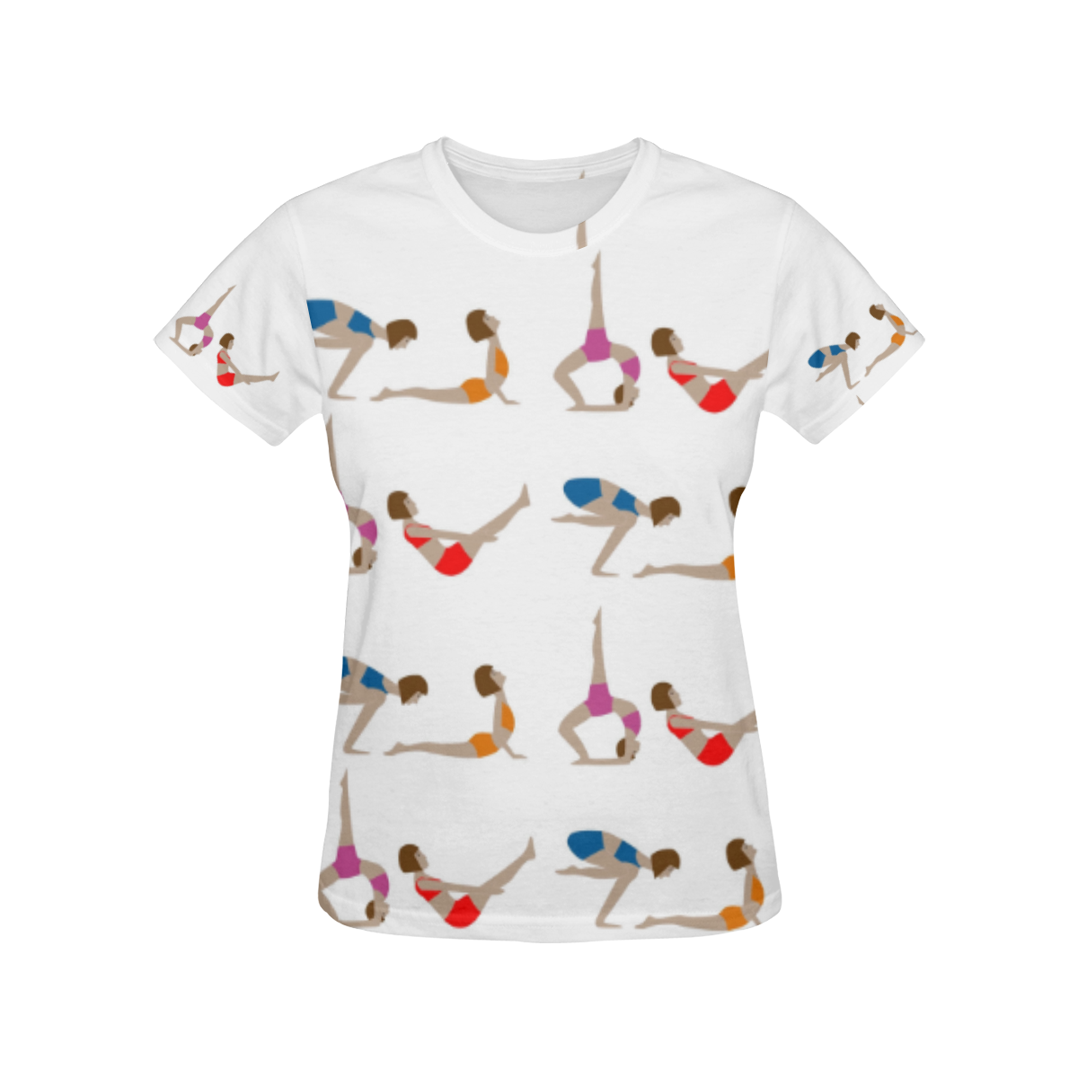Womens T-Shirt White Yoga Poses All Over Print T-Shirt for Women (USA Size) (Model T40)