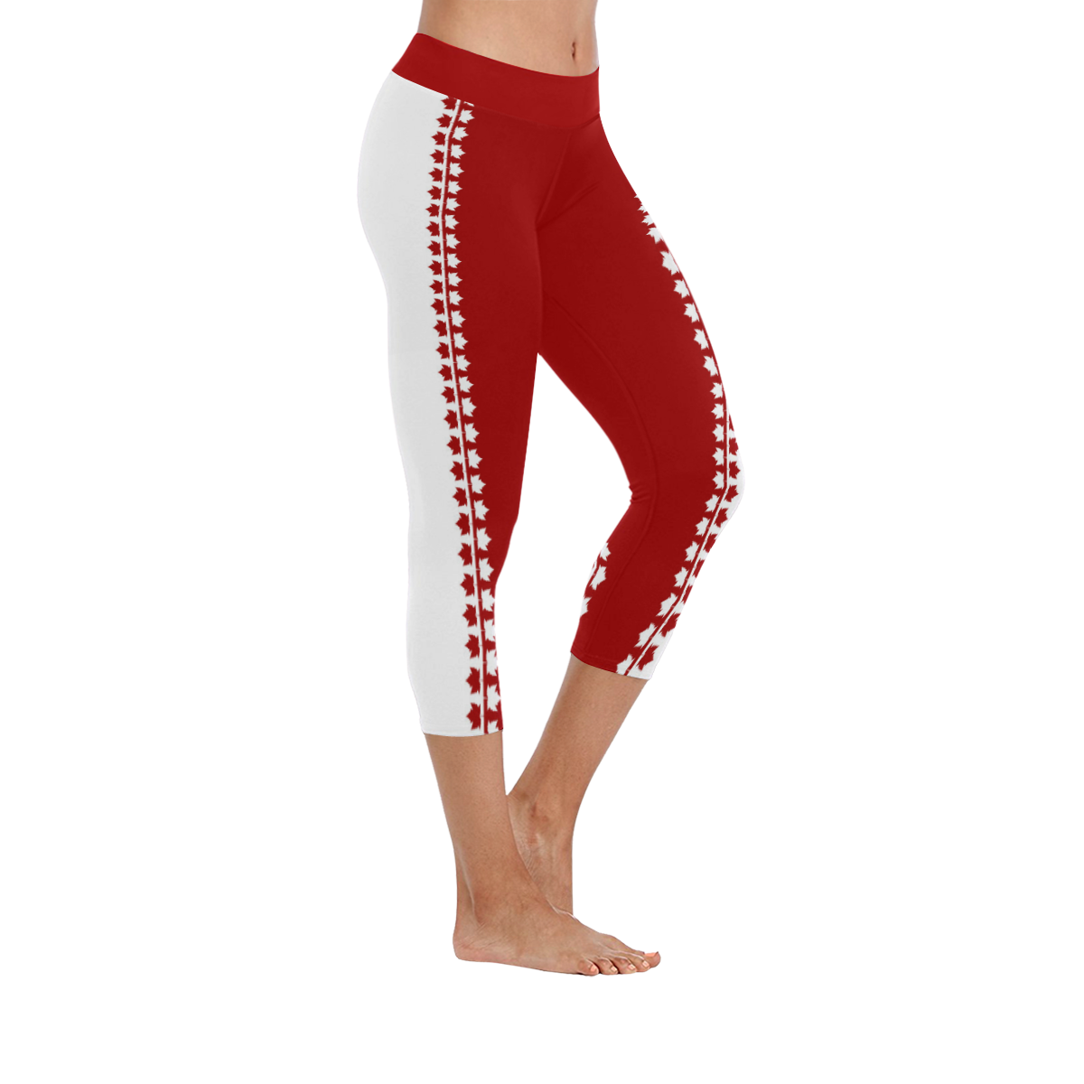 Canada Capri Pants Sporty Women's Low Rise Capri Leggings (Invisible Stitch) (Model L08)