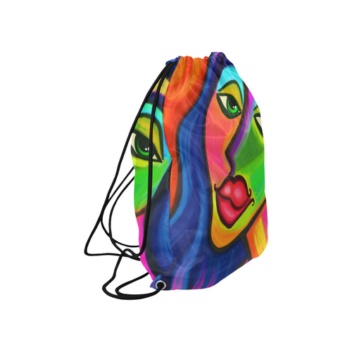 Abstract Fauvist Female Portrait Large Drawstring Bag Model 1604 (Twin Sides)  16.5"(W) * 19.3"(H)