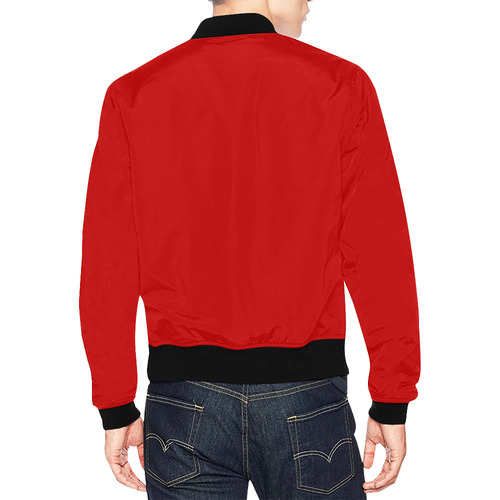 basic bright red All Over Print Bomber Jacket for Men (Model H19)