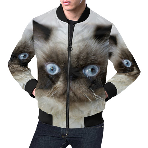Funny Cat All Over Print Bomber Jacket for Men (Model H19)