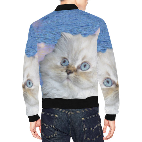 Cat and Water All Over Print Bomber Jacket for Men (Model H19)