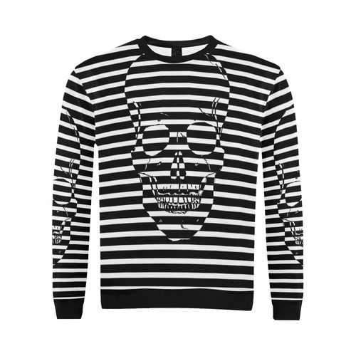 Awesome Skull Black & White All Over Print Crewneck Sweatshirt for Men/Large (Model H18)