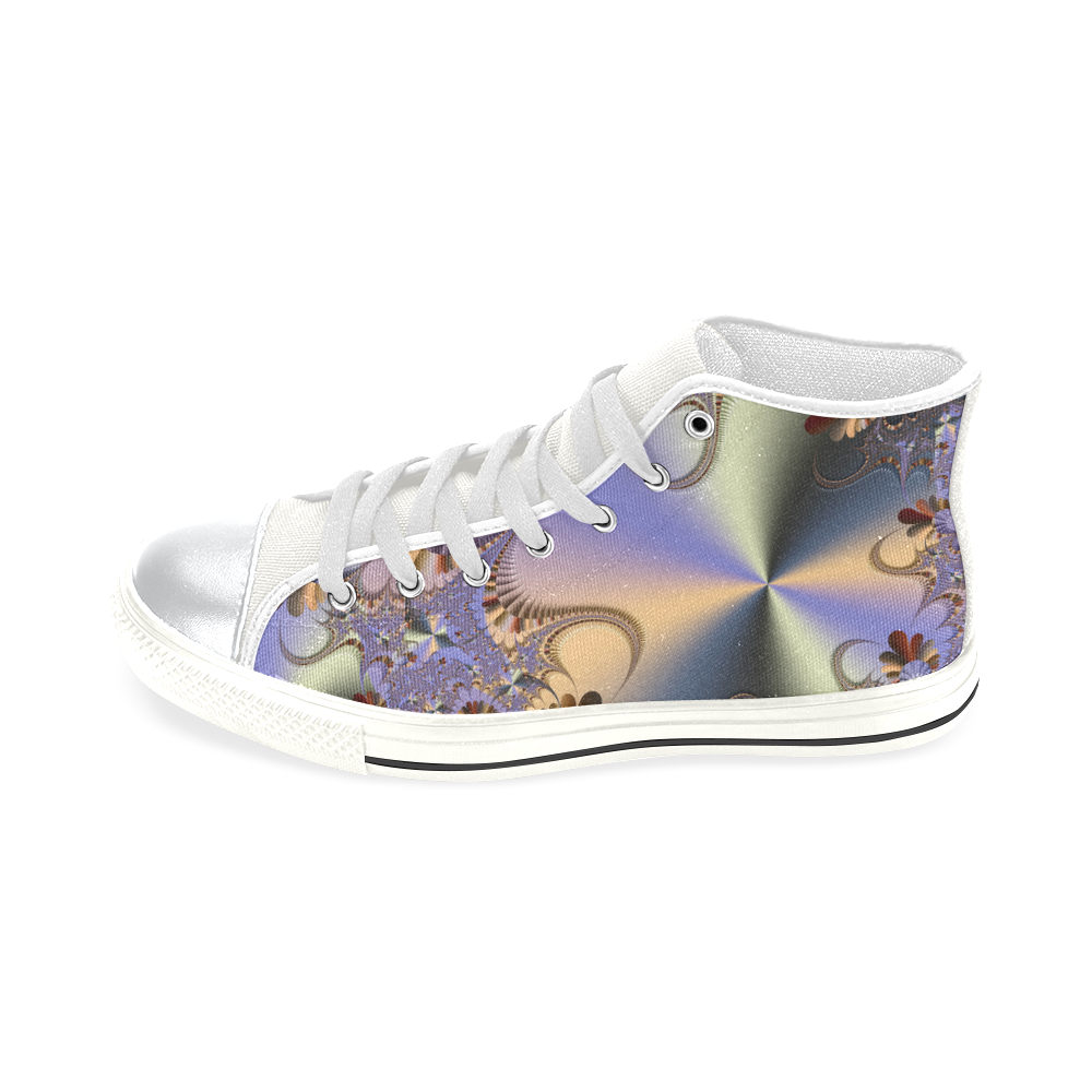 TWIGISLE Fractals with purple metallic shine High Top Canvas Women's Shoes/Large Size (Model 017)