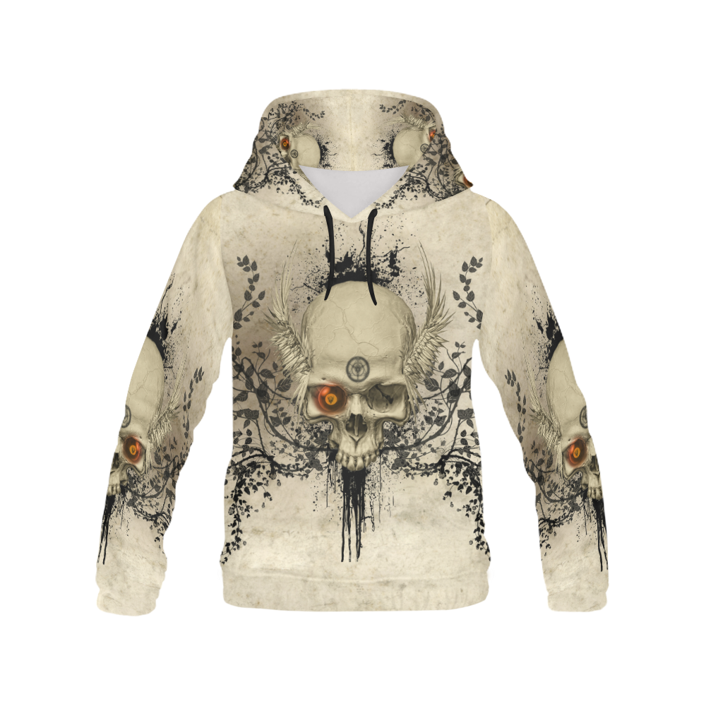 Amazing skull with wings,red eye All Over Print Hoodie for Men/Large Size (USA Size) (Model H13)