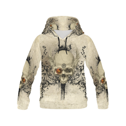Amazing skull with wings,red eye All Over Print Hoodie for Men/Large Size (USA Size) (Model H13)