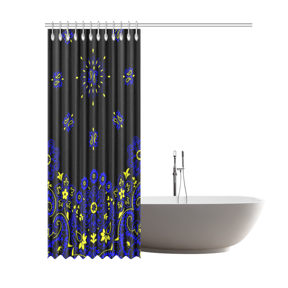 blue yellow bandana version 1 Shower Curtain 69"x84"