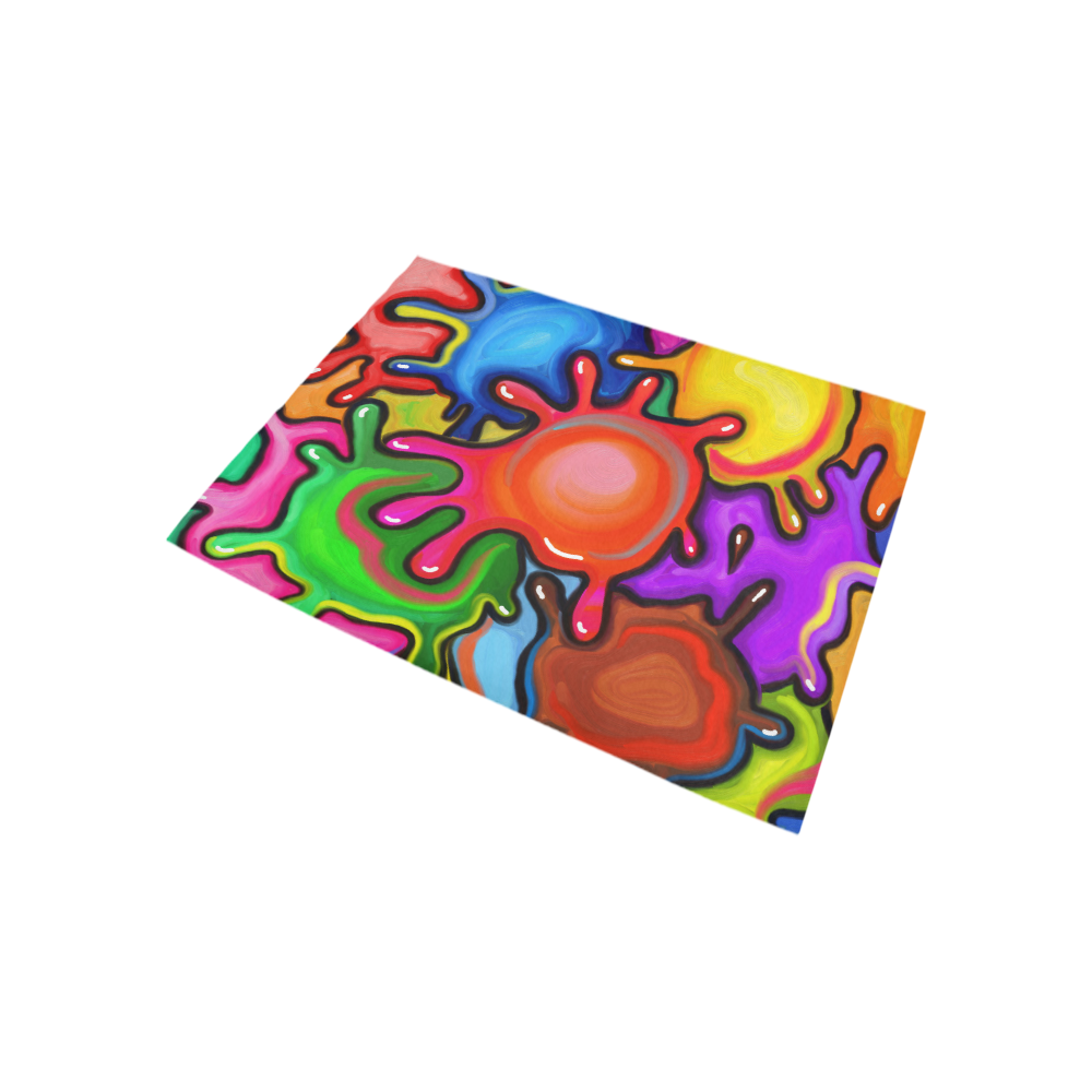Vibrant Abstract Paint Splats Area Rug 5'3''x4'