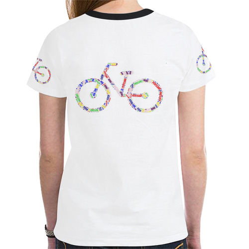 Womens T-Shirt Short Sleeve White S, M, L, XL Colorful Portland Bikes New All Over Print T-shirt for Women (Model T45)