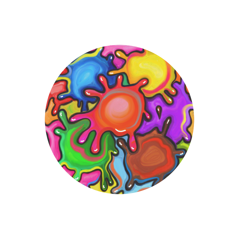 Vibrant Abstract Paint Splats Round Mousepad