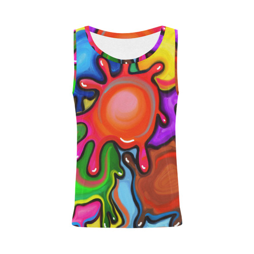 Vibrant Abstract Paint Splats All Over Print Tank Top for Women (Model T43)