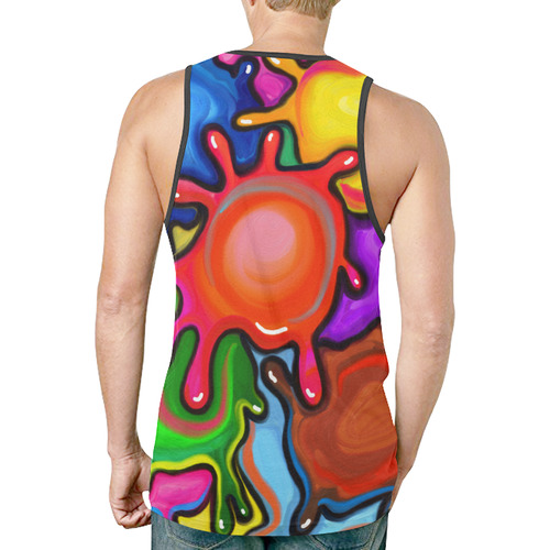 Vibrant Abstract Paint Splats New All Over Print Tank Top for Men (Model T46)
