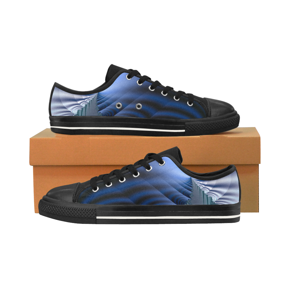 TWIGISLE Fractals of blue landscape Men's Classic Canvas Shoes/Large Size (Model 018)