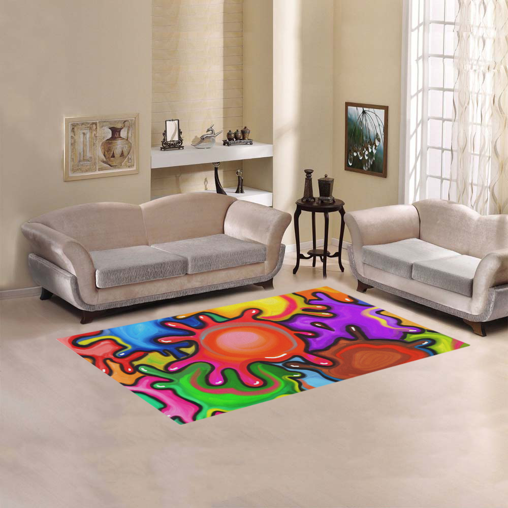 Vibrant Abstract Paint Splats Area Rug 5'x3'3''