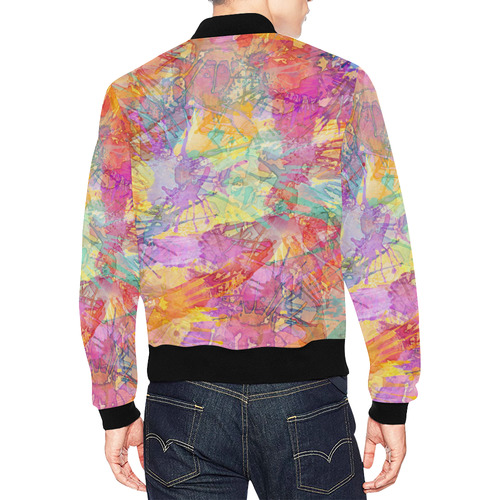 Watercolor Painting Splashes Pastel Multicolored All Over Print Bomber Jacket for Men (Model H19)