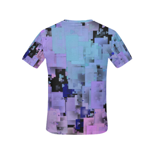 Blue Purple Black Geometric All Over Print T-Shirt for Women (USA Size) (Model T40)