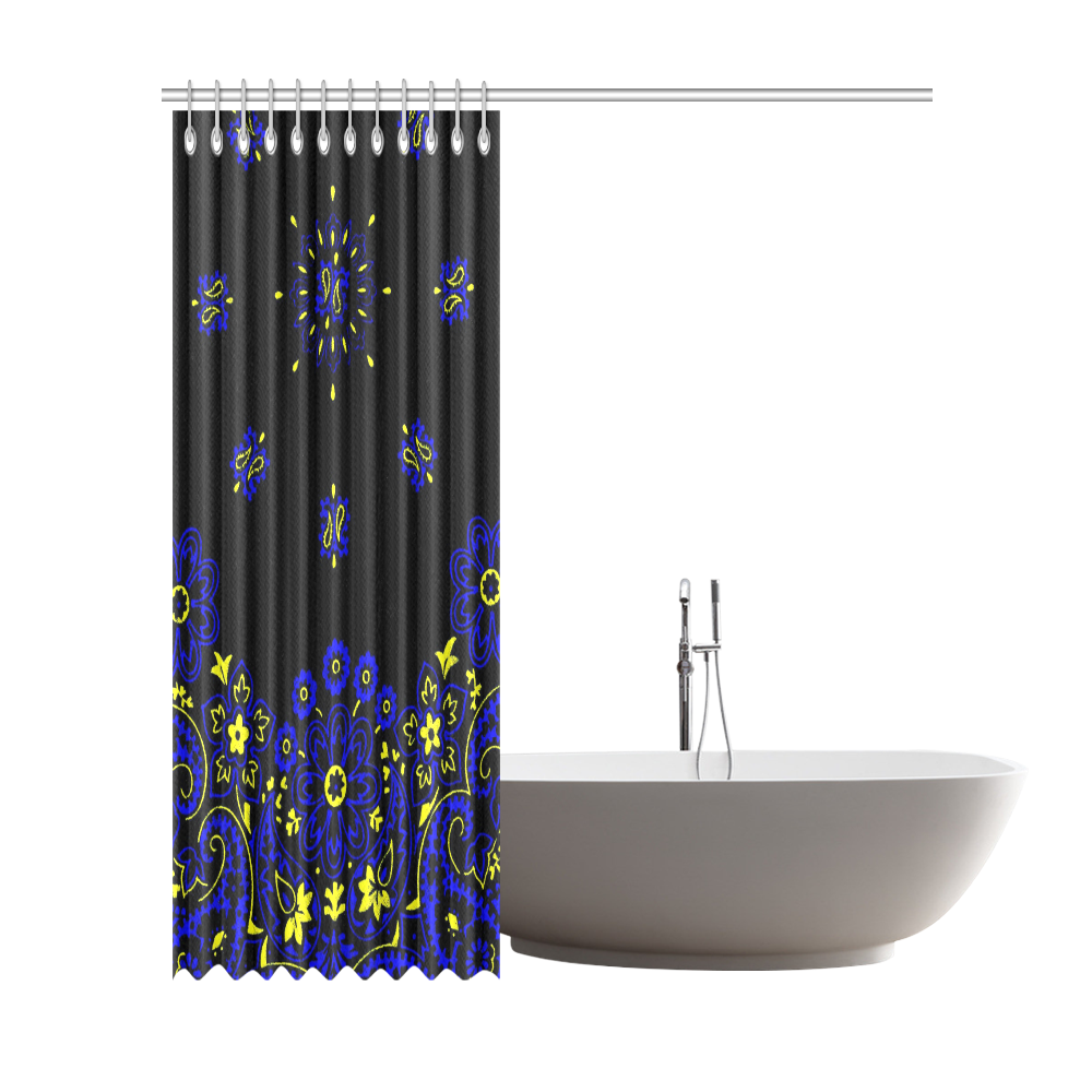 blue yellow bandana Shower Curtain 72"x84"