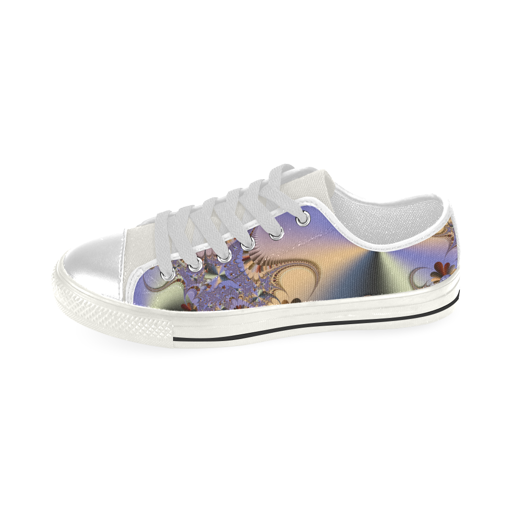 TWIGISLE Fractals with purple metallic shine Low Top Canvas Shoes for Kid (Model 018)