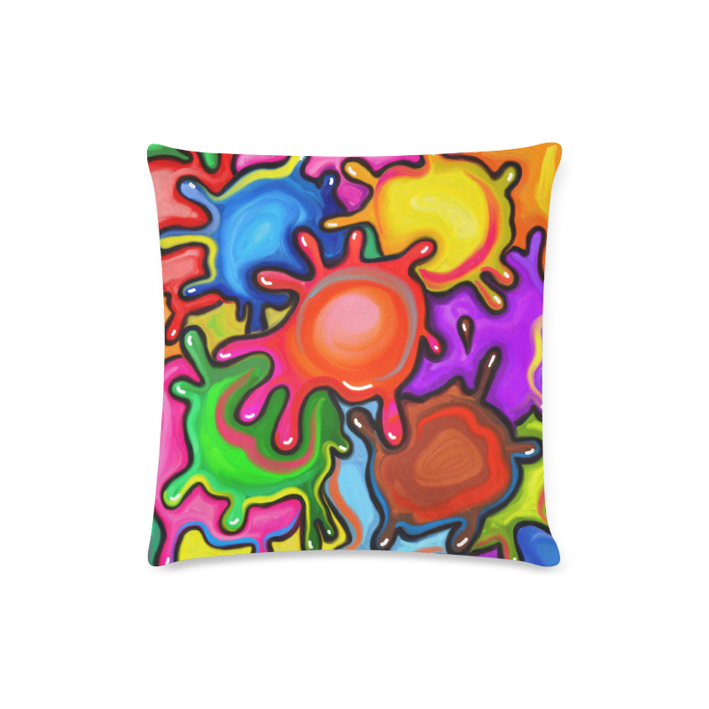 Vibrant Abstract Paint Splats Custom Zippered Pillow Case 16"x16" (one side)