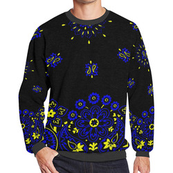blue yellow bandana version 1 Men's Oversized Fleece Crew Sweatshirt/Large Size(Model H18)