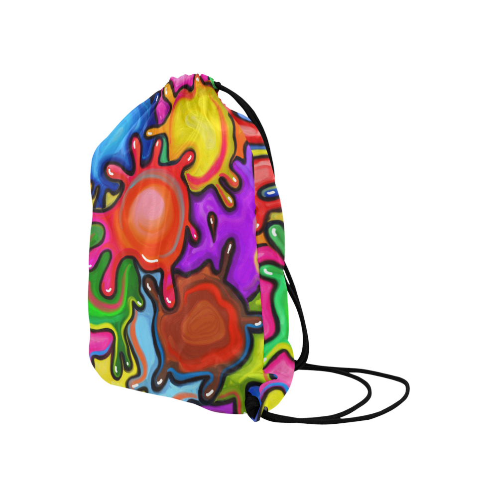 Vibrant Abstract Paint Splats Large Drawstring Bag Model 1604 (Twin Sides)  16.5"(W) * 19.3"(H)