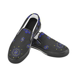 blue yellow bandana version 3 Men's Unusual Slip-on Canvas Shoes (Model 019)